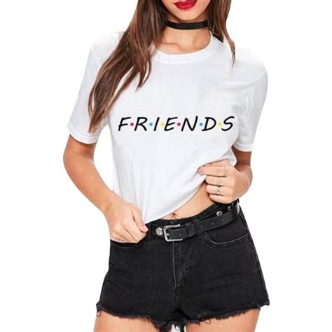 Buy Cute Friends Letter Print T Shirt Women Summer