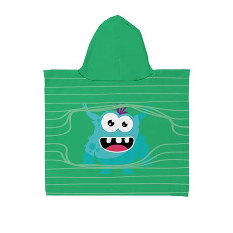 Kids Personalised Hooded Towel Poncho Bath Time Monster Childrens