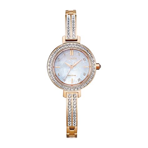 citizen silhouette crystal womens rose goldtone stainless steel bracelet watch em0863 53d jcpenney