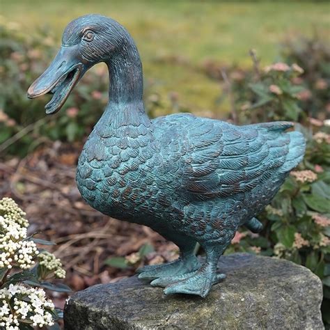 Wasserspeier Aus Bronze Ente Mit Grüner Patina