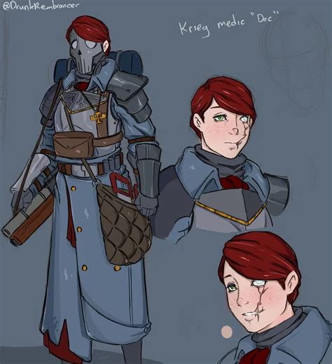 Oc A Female Krieger Medic A Warhammer 40k Oc Characterdrawing