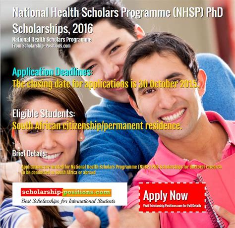 National Health Phd Scholarships For South Africans 2016