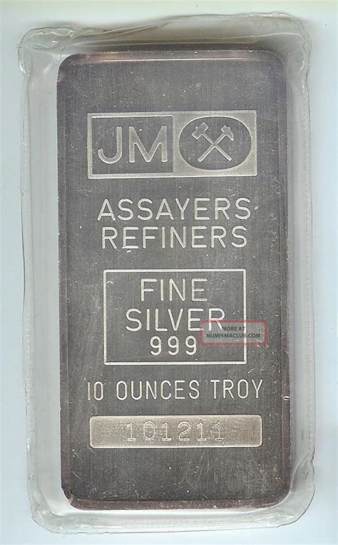 10 Troy Ounce Silver Bar From Jm Assayers And Refiners