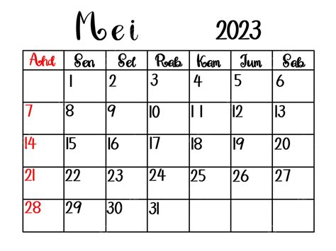 Gambar Jadwal Kalender Bulanan Mei 2023 Kalender Bulanan Mei 2023