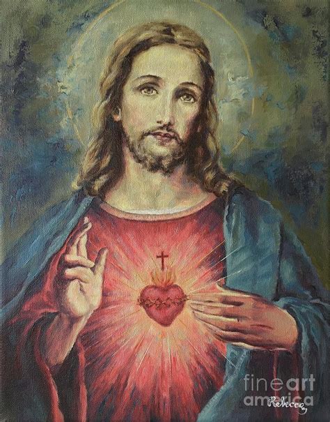 Sacred Heart Of Jesus Christ Number Six Painting By Rebecca Mike Pixels