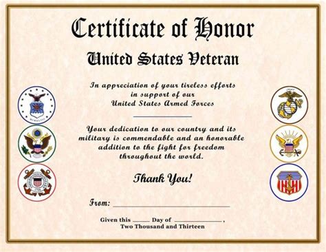 Military Certificate Of Appreciation Template Free Collection