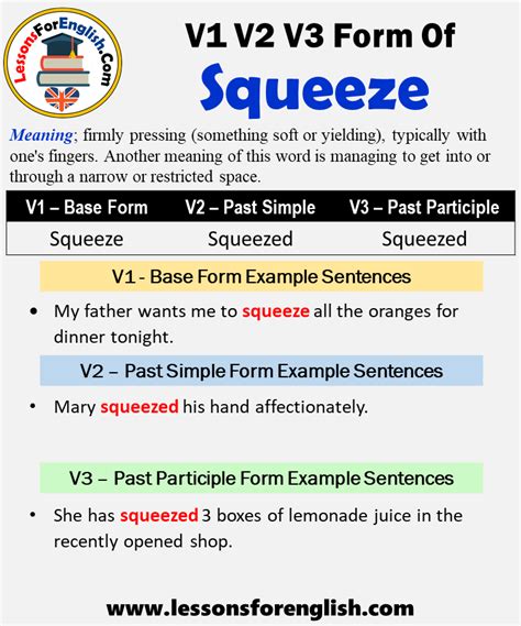 Past Tense Of Squeeze Past Participle Form Of Squeeze Squeeze