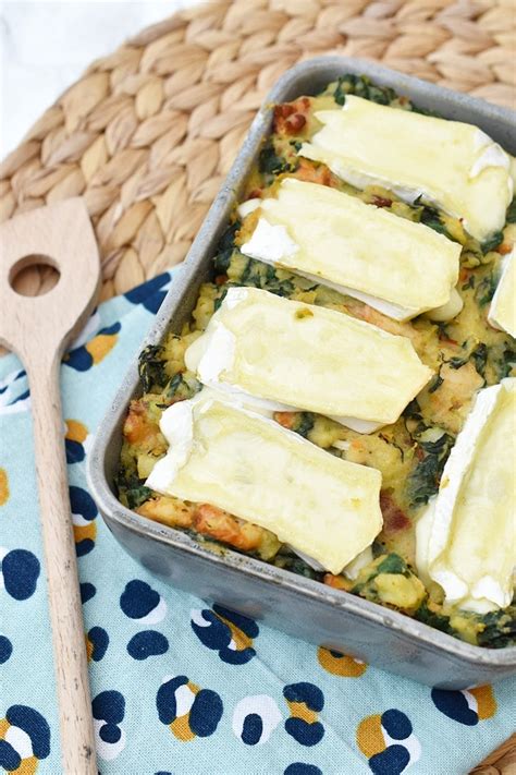 Stamppot spinazie uit de oven met brie