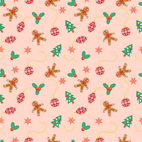 Premium Vector Cute Christmas Elements Seamless Pattern