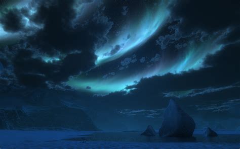 Wallpaper Bear North Glacier Iceberg Night Stars Sky Desktop