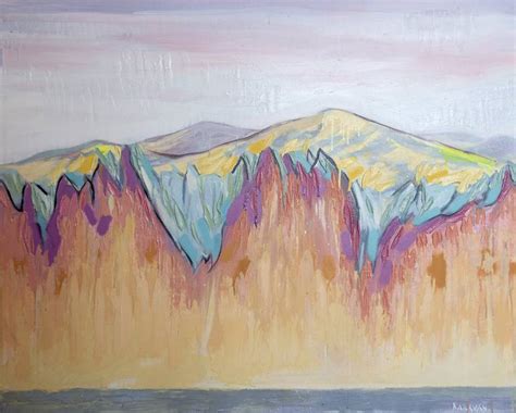 80x100 Cm A Different Peace Mountains Oil Painting Textured Golden