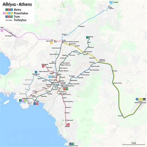 Atene Grecia Mappa Della Metro Metropolitana Di Atene E Tram Mappa Grecia