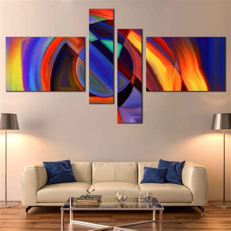 Modern Abstract Canvas Wall Art Colorful Abstract Shape 4 Piece Canva