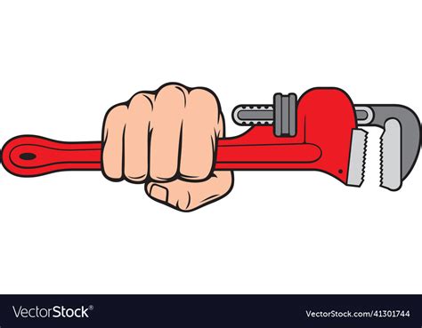 Hand Holding Plumber Pipe Wrench Royalty Free Vector Image