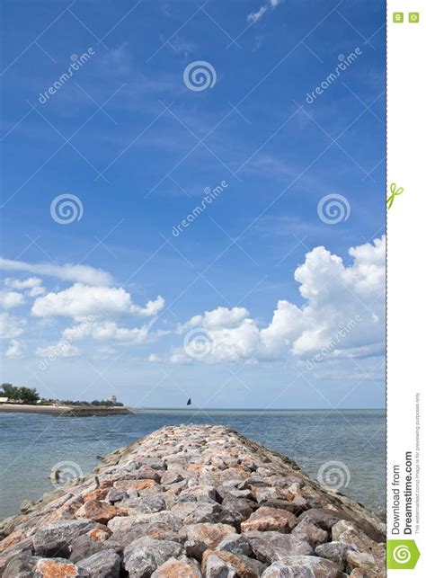 Stone Jetty At Chao Sam Ran Bay Thailand Stock Image Image Of