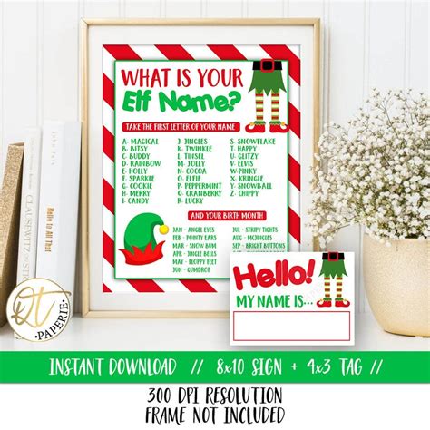 Elf Name Game Elf Name Tag Game Elf Name Printable Christmas Party