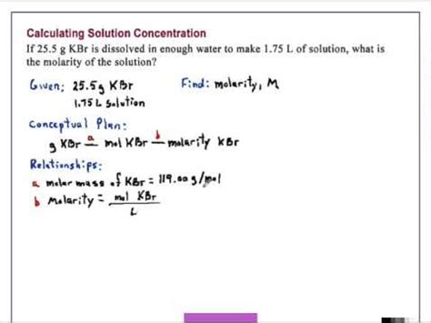 Calculate the molality of ions in a solution when calculating for molality, we use the following equation: Calculating Solution Concentration Chemistry - YouTube