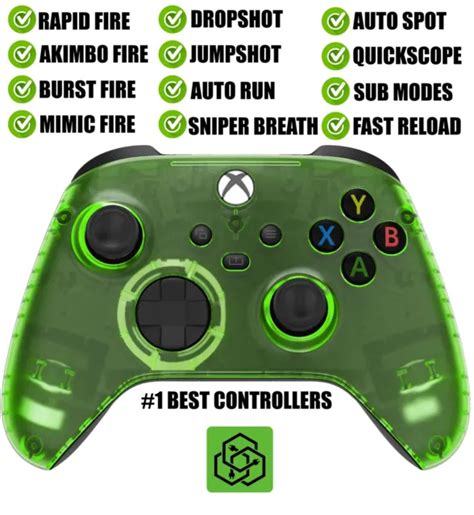 Clear Green Silent Modz Rapid Fire Modded Controller For Xbox One