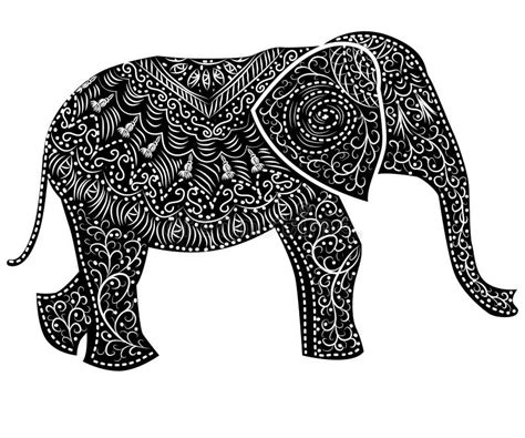 Stilisierte Fantasie Kopierter Elefant Hand Gezeichnete Abbildung