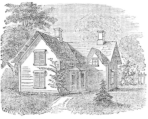 Sweet Vintage Cottage Engraving Of A Small Home Of 1867