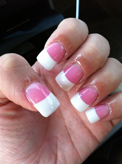 Medium Pink And White French Acrylics White Tip Nails French Tip