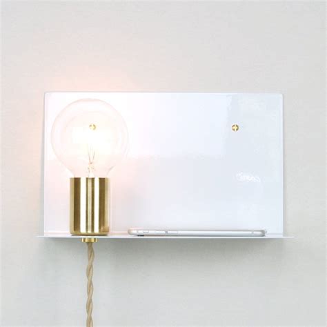 Plug In Wall Sconce Shelf With Socket Cup And Steel Backplate Etsy Plug In Wall Sconce Wall