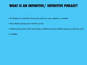 Full explanations of infinitives with infinitive phrase example sentences. Infinitives and Infinitive Phrases by Wyatt Singletary