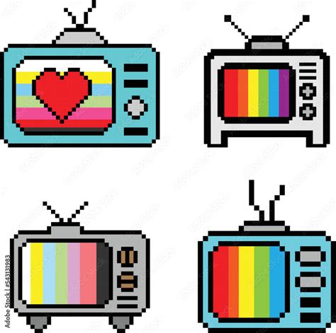 Television Pixel Art Vector Illustration Stock Vector Adobe Stock