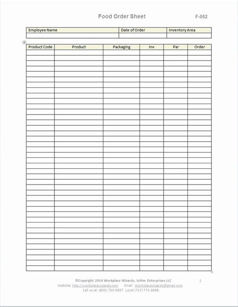 Printable Lunch Order Form Template