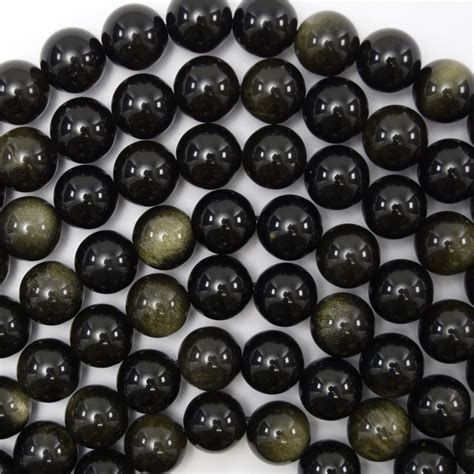 Natural Black Gold Obsidian Round Beads 155 Strand 4mm 6mm 8mm 10mm