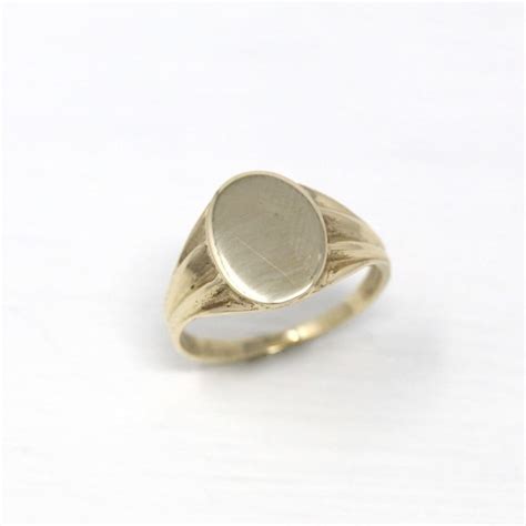 Blank Signet Ring Vintage 10k Yellow Gold Oval Shaped Etsy