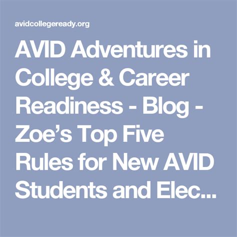 Avid Adventures In College And Career Readiness Blog Zoes Top Five