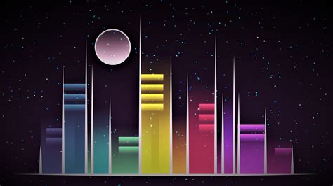Among us, neon, wooden background, dark background. Neon skyscrapers wallpaper - backiee