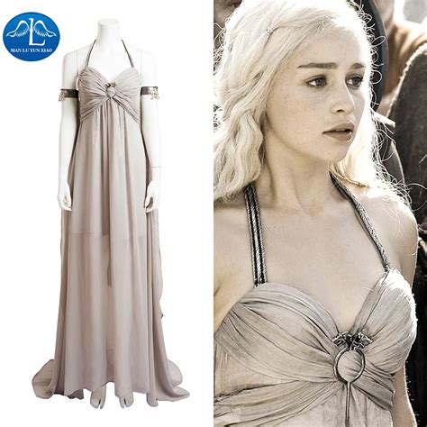Manluyunxiao New Women Grey Sexy Game Of Thrones Costume Daenerys Targaryen Costume Halloween