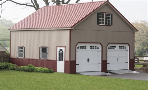 Custom Amish Built Garage Storage 2 Car Garage Double Wide Garage