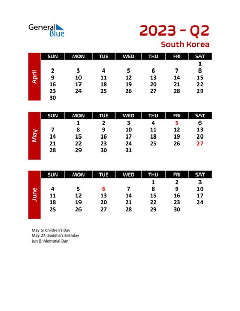 South Korea Calendars With Holidays