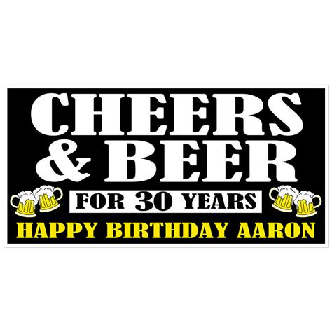 Cheers And Beer For 30 Years Personalized Birthday Banner Party