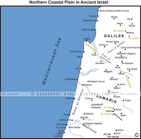 Northern Coastal Plain In Ancient Israel Basic Map Dpi Year