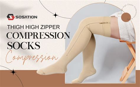 Sosation Thigh High Zipper Compression Socks 20 30 Mmhg
