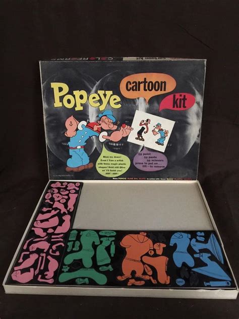 Popeye Cartoon Kit Colorforms 1957 Vintage Collectible Only 1pc Missing
