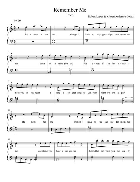 Remember Me For Beginners Sheet Music For Piano Solo