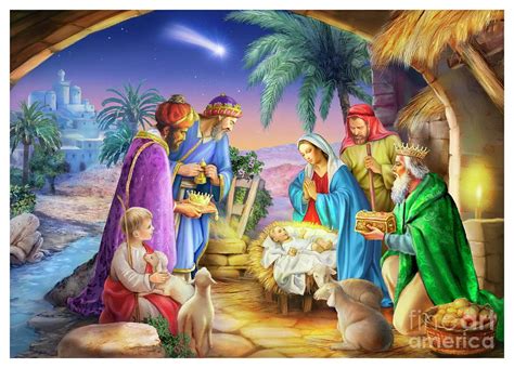 Horizontal Nativity Scene Mixed Media By Patrick Hoenderkamp Fine Art