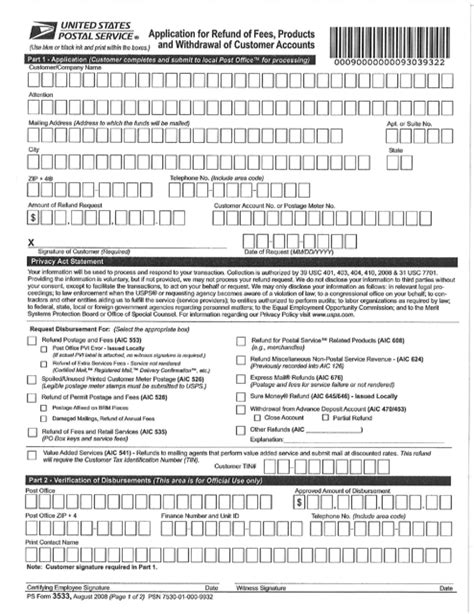 Ps Form 3533 Fillable Printable Forms Free Online