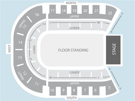 Detailed seating chart showing layout of seat and row numbers of the oracle arena arena in oakland, ca. Standing Seating Plan - Odyssey Arena