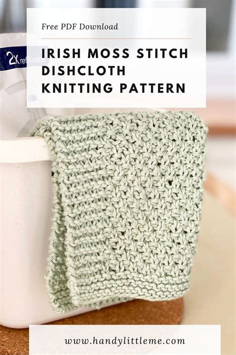 Irish Moss Stitch Dishcloth Knitting Pattern Irish Moss Stitch