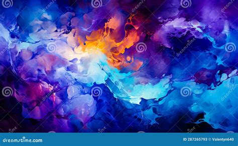 Abstract Image Of Blue Purple And Yellow Colors Generative Ai Stock