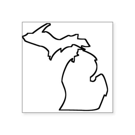 Michigan Outline Square Sticker 3 X 3 Michigan Outline Sticker By