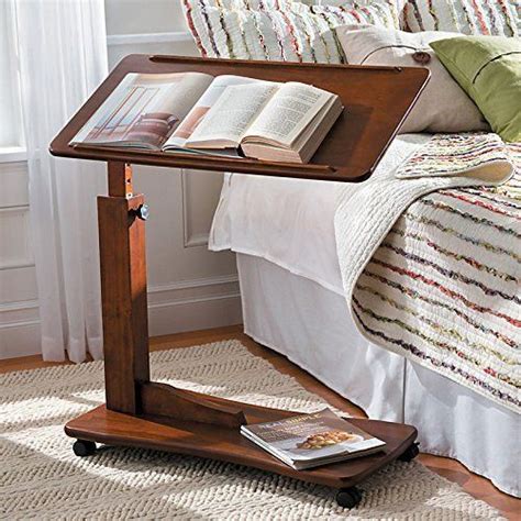 Walnut Bedside Rolling Work Table Hospital Bed Tray Laptop ...