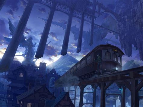 Anime Original Train Wallpaper Anime Scenery Fantasy Landscape