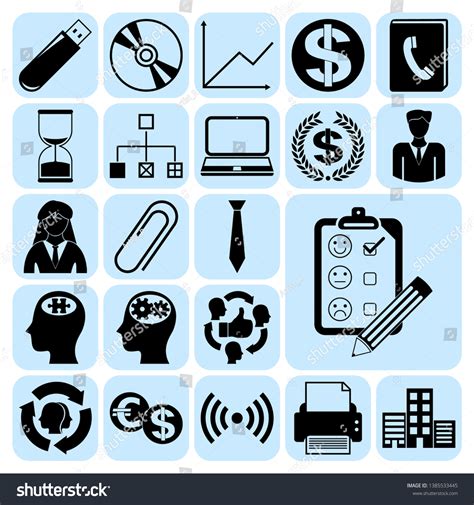 Set 22 Business Symbols Icons Collection Stock Vector Royalty Free
